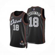 Camiseta Detroit Pistons Tosan Evbuomwan #18 Ciudad 2023-24 Negro