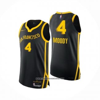 Camiseta Golden State Warriors Moses Moody #4 Ciudad Autentico 2023-24 Negro