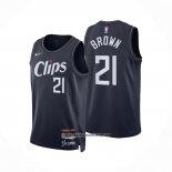 Camiseta Los Angeles Clippers Kobe Brown #21 Ciudad 2023-24 Azul