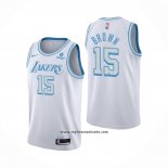 Camiseta Los Angeles Lakers Jabari Brown #15 Ciudad 2021-22 Blanco