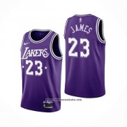 Camiseta Los Angeles Lakers LeBron James #23 Ciudad 2021-22 Violeta