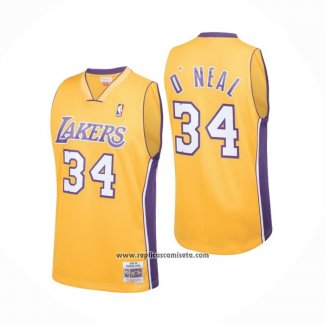 Camiseta Los Angeles Lakers Shaquille O'Neal #34 Mitchell & Ness 1999-00 Amarillo