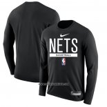 Camiseta Manga Larga Brooklyn Nets Practice Performance 2022-23 Negro