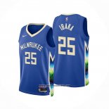 Camiseta Milwaukee Bucks Serge Ibaka #25 Ciudad 2022-23 Azul