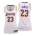 Camiseta Mujer Los Angeles Lakers Lebron James #23 Association Blanco