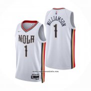 Camiseta New Orleans Pelicans Zion Williamson #1 Ciudad 2021-22 Blanco