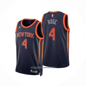 Camiseta New York Knicks Derrick Rose #4 Statement 2022-23 Negro