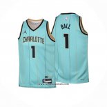Camiseta Nino Charlotte Hornets Lonzo Ball #1 Ciudad 2024-25 Verde