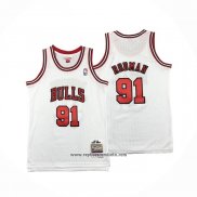 Camiseta Nino Chicago Bulls Dennis Rodman #91 Mitchell & Ness 1997-98 Blanco