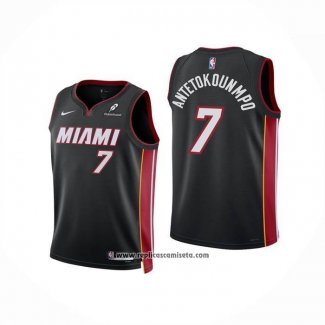 Camiseta Nino Miami Heat Giannis Antetokounmpo NO 7 Icon Negro