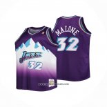Camiseta Nino Utah Jazz Karl Malone #32 Mitchell & Ness 1996-97 Violeta