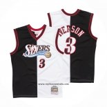 Camiseta Philadelphia 76ers Allen Iverson #3 Mitchell & Ness 2000-01 Split Negro Blanco