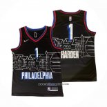 Camiseta Philadelphia 76ers James Harden #1 Ciudad 2020-21 Negro