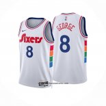 Camiseta Philadelphia 76ers Paul George #8 Ciudad 2024-25 Blanco