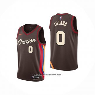 Camiseta Portland Trail Blazers Damian Lillard #0 Ciudad 2020-21 Marron