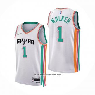 Camiseta San Antonio Spurs Lonnie Walker #1 Ciudad 2021-22 Blanco