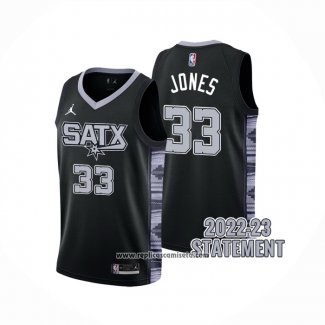 Camiseta San Antonio Spurs Tre Jones #33 Statement 2022-23 Negro