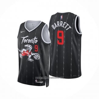 Camiseta Toronto Raptors RJ Barrett NO 9 Ciudad 2025-26 Negro