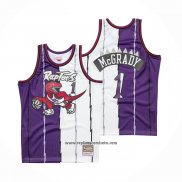 Camiseta Toronto Raptors Tracy Mcgrady #1 Mitchell & Ness 1998-99 Split Violeta Blanco