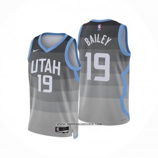 Camiseta Utah Jazz Ace Bailey NO 19 Ciudad 2025-26 Gris