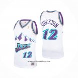 Camiseta Utah Jazz John Stockton #12 Hardwood Classics Throwback 1996-97 Blanco