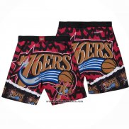 Pantalone Philadelphia 76ers Mitchell & Ness Naranja Rojo Negro