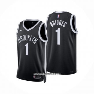 Camiseta Brooklyn Nets Mikal Bridges #1 Icon 2022-23 Negro