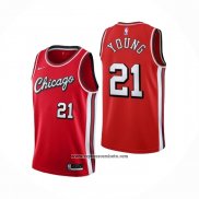 Camiseta Chicago Bulls Thaddeus Young #21 Ciudad 2021-22 Rojo