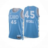 Camiseta Cleveland Cavaliers Donovan Mitchell #45 Ciudad 2024-25 Azul