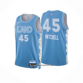 Camiseta Cleveland Cavaliers Donovan Mitchell #45 Ciudad 2024-25 Azul