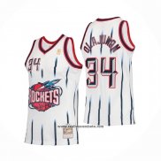 Camiseta Houston Rockets Hakeem Olajuwon #34 Mitchell & Ness 1996-97 Blanco