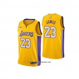 Camiseta Los Angeles Lakers Lebron James #23 Icon 2018 Amarillo