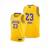 Camiseta Los Angeles Lakers Lebron James #23 Icon 2020 Final Bound Amarillo