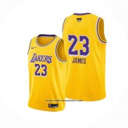 Camiseta Los Angeles Lakers Lebron James #23 Icon 2020 Final Bound Amarillo
