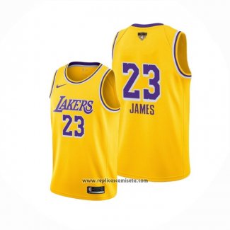 Camiseta Los Angeles Lakers Lebron James #23 Icon 2020 Final Bound Amarillo