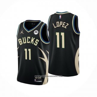 Camiseta Milwaukee Bucks Brook Lopez #11 Statement 2022-23 Negro