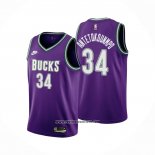 Camiseta Milwaukee Bucks Giannis Antetokounmpo #34 Classic 2022-23 Violeta