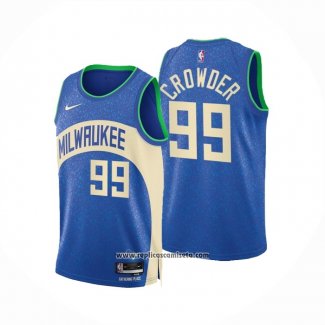 Camiseta Milwaukee Bucks Jae Crowder #99 Ciudad 2023-24 Azul