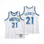 Camiseta Minnesota Timberwolves Kevin Garnett #21 Hardwood Classics Throwback Blanco