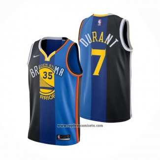 Camiseta Nets Warriors Thunder Kevin Durant #30 7 Split Azul Negro