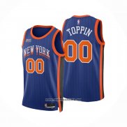 Camiseta New York Knicks Jacob Toppin #00 Ciudad 2023-24 Azul