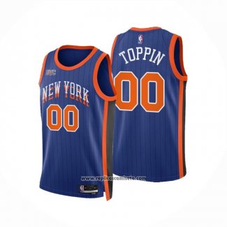 Camiseta New York Knicks Jacob Toppin #00 Ciudad 2023-24 Azul