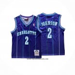 Camiseta Nino Charlotte Hornets Larry Johnson #2 Mitchell & Ness 1992-93 Violeta