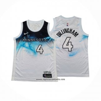 Camiseta Nino Minnesota Timberwolves Robert Dillingham #4 Ciudad 2024-25 Blanco