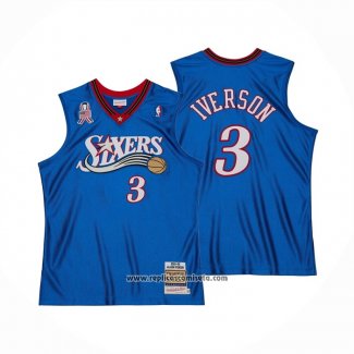 Camiseta Philadelphia 76ers Allen Iverson #3 Mitchell & Ness 2001-02 Azul