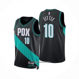 Camiseta Portland Trail Blazers Nassir Little #10 Ciudad 2022-23 Negro