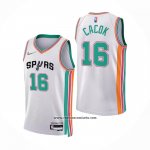 Camiseta San Antonio Spurs Devontae Cacok #16 Ciudad 2021-22 Blanco