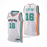 Camiseta San Antonio Spurs Devontae Cacok #16 Ciudad 2021-22 Blanco