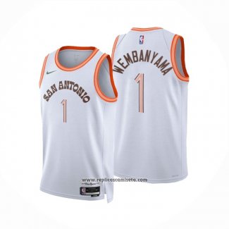 Camiseta San Antonio Spurs Victor Wembanyama #1 Ciudad 2023-24 Blanco