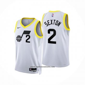 Camiseta Utah Jazz Collin Sexton #2 Association 2022-23 Blanco